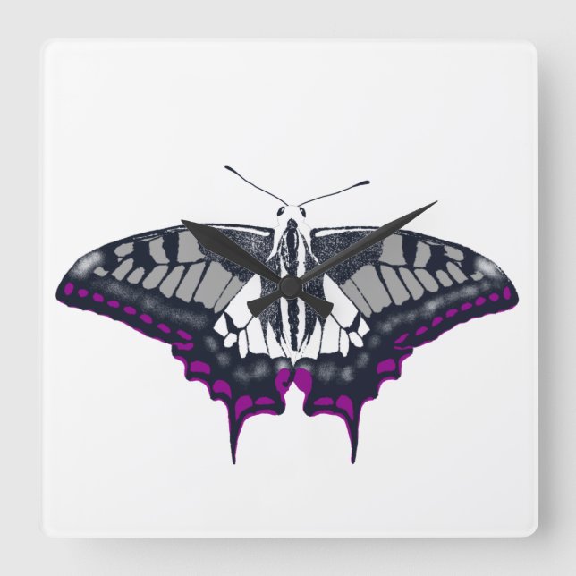 Horloge Carrée Asexual Flag Swallowtail (Recto)