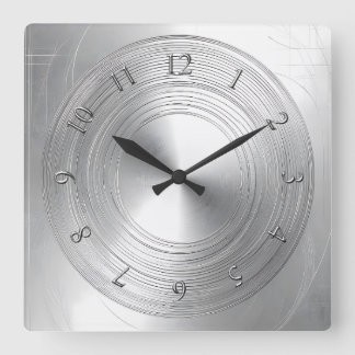 Horloge Carrée aspect aluminium