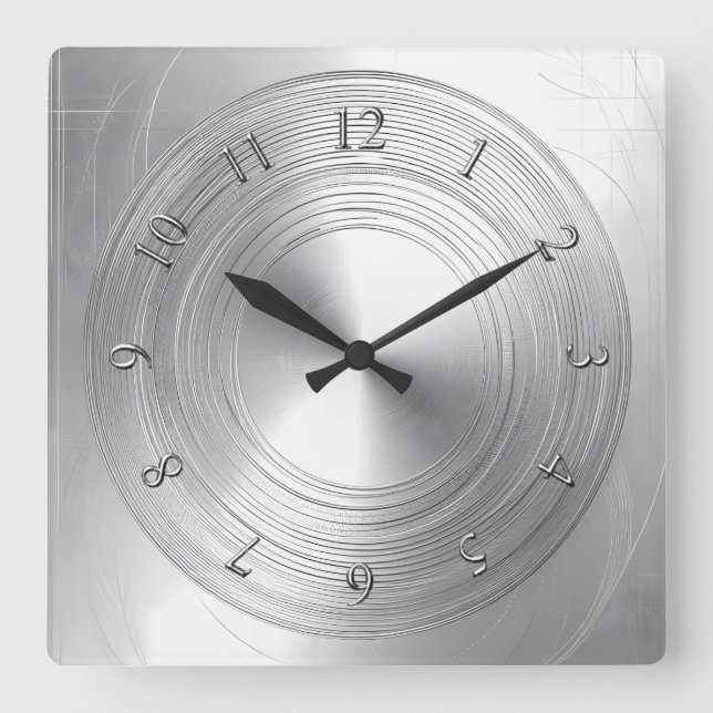 Horloge Carrée aspect aluminium (Recto)