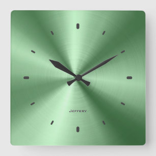 Horloge Carrée Aspect métallique vert brillant Design en acier in