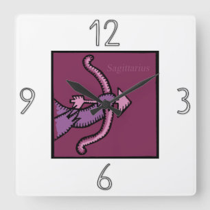 Horloge Carrée Astrology Zodiac Sign Sagittarius Wall Clock