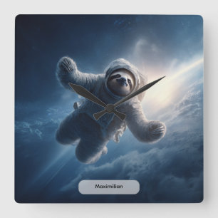 Horloge Carrée Astronaute Paresseux Animal Surréaliste Personnali