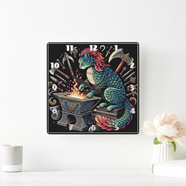 Horloge Carrée Atelier sur la fabrication d'armes à l'Imaginaire (Maison)