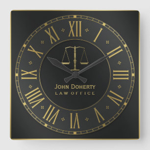 Horloge Carrée ATTORNEY   Golden Personnalisable