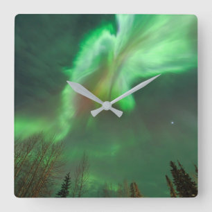 Horloge Carrée Aurore Boréale Lumières du Nord Fairbanks