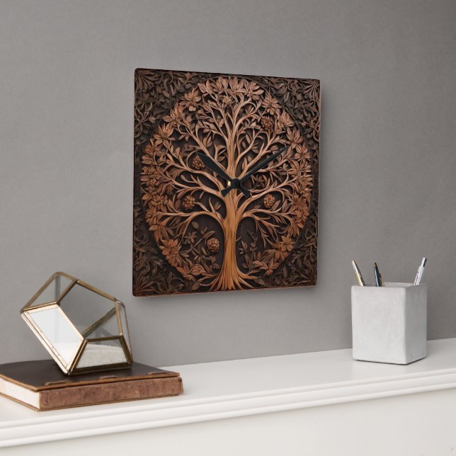 Horloge Carrée Australian Woodlands : impression sur bois d'arbre (Bureau)