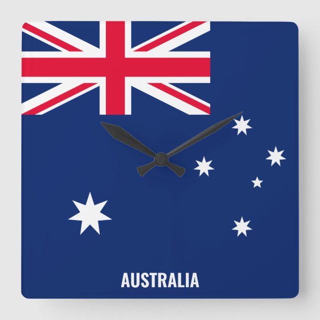 Horloge Carrée Australie Nationale Drapeau Patriotique (Recto)