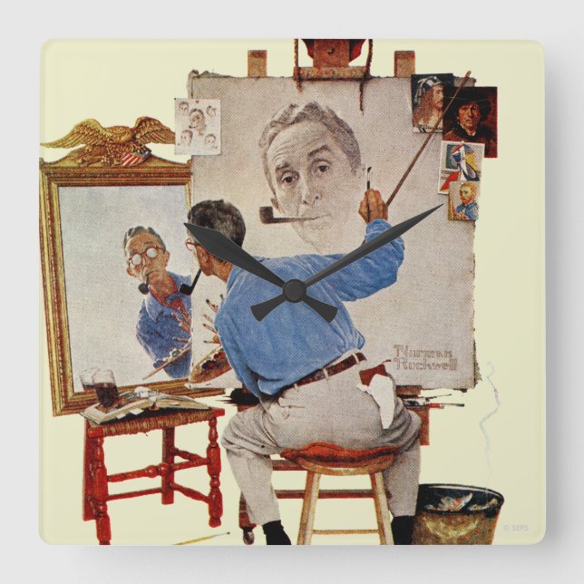 Horloge Carrée Autoportrait triple (Recto)