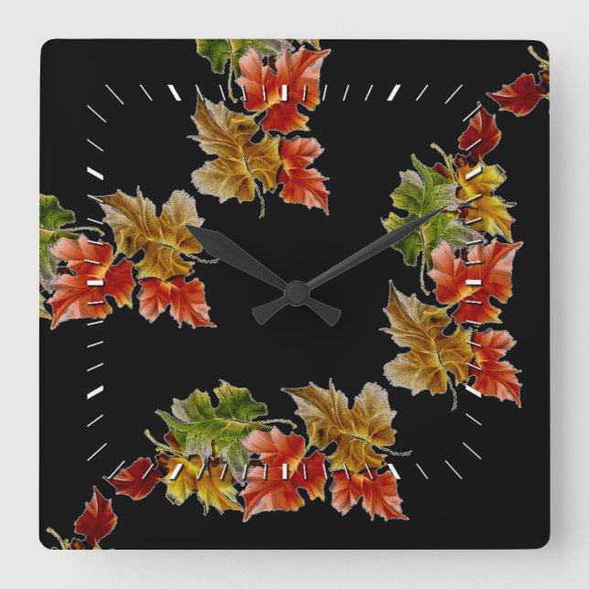 Horloge Carrée Autumn Leaves Pattern (Recto)
