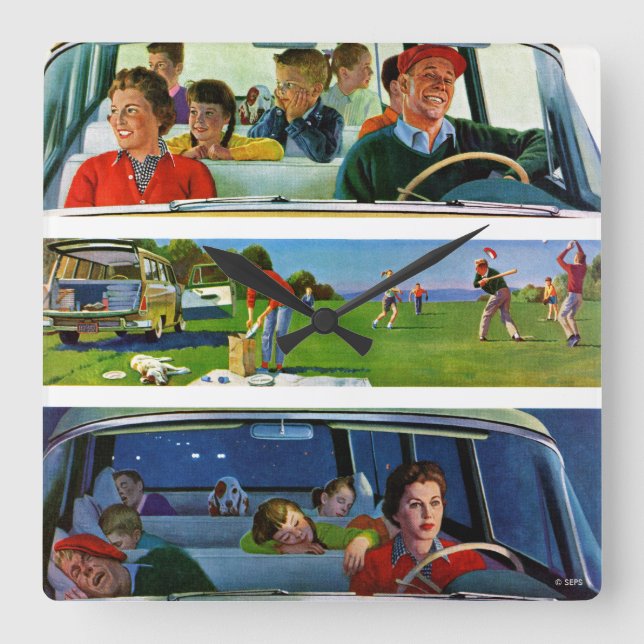 Horloge Carrée Avant, pendant et après le pique-nique (Recto)