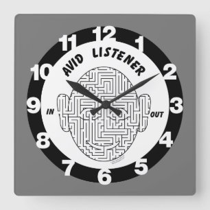Horloge Carrée Avid Listener