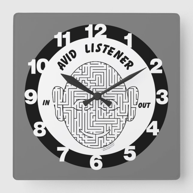 Horloge Carrée Avid Listener (Recto)