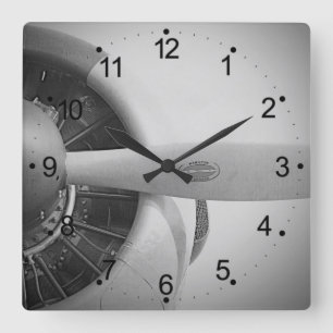 Horloge Carrée Avion à hélice vintage