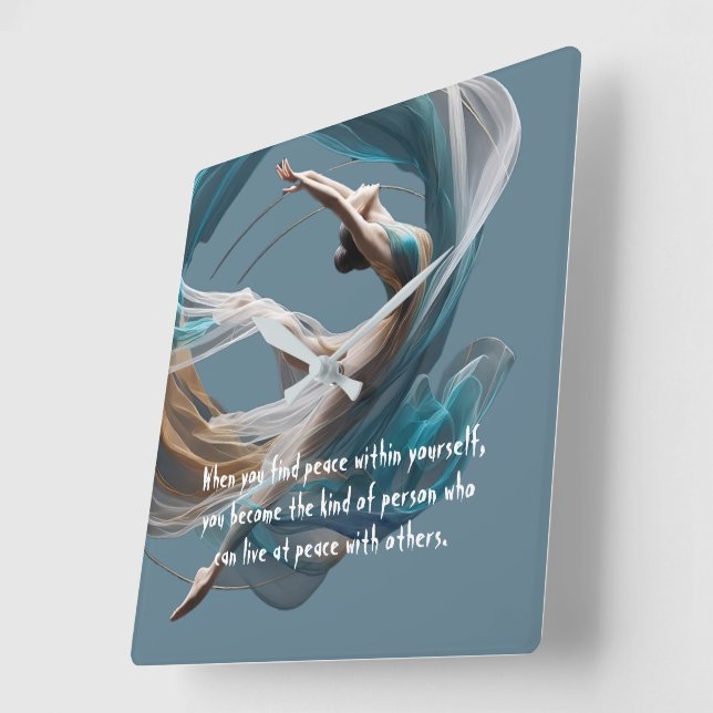 Horloge Carrée Avion Air Yoga Instructeur Pilates Fitness (Angle)