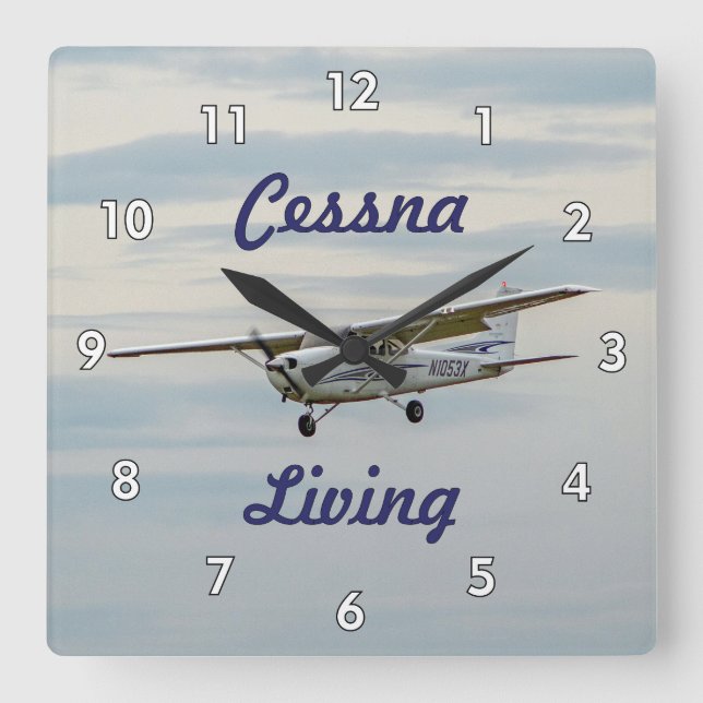 Horloge Carrée Avion Cessna Living très Cool (Recto)