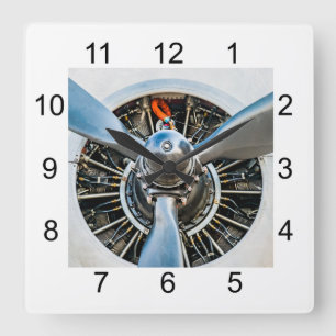 Horloge Carrée Avions de Douglas DC-3. Propulseur