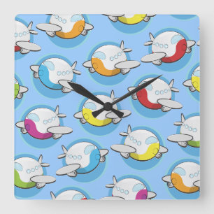 Horloge Carrée Avions Jouets