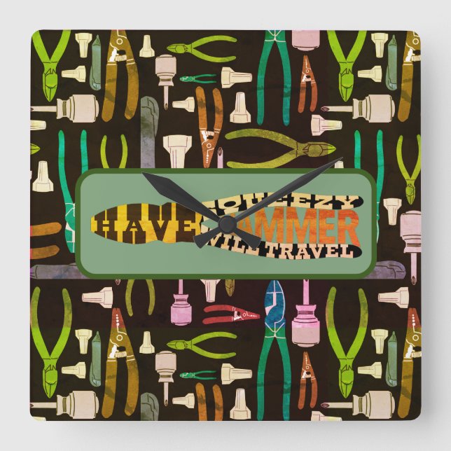 Horloge Carrée Avoir Squeezy Hammer Voyage Retro (Recto)