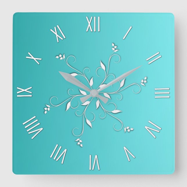 Horloge Carrée Awesome Aqua Chiffres blancs Accent (Recto)