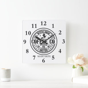 Horloge Carrée B&W Witch's Brew personnalisé