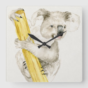 Horloge Carrée Baby Koala   Cute & Furry