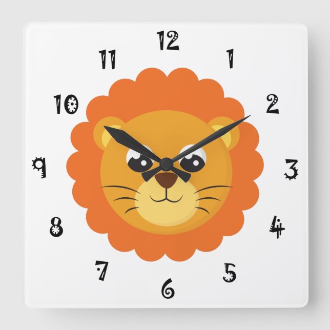 Horloge Carrée Baby Lion Face Wall Clock (Recto)