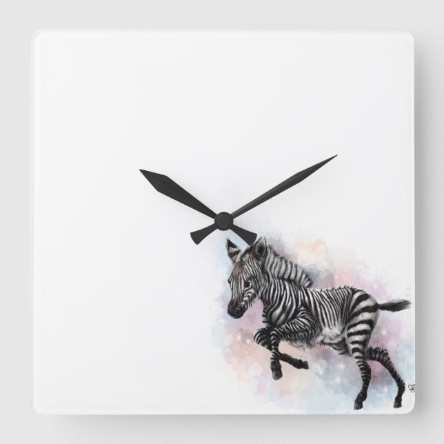Horloge Carrée Baby Zebra Wall Clock (Recto)