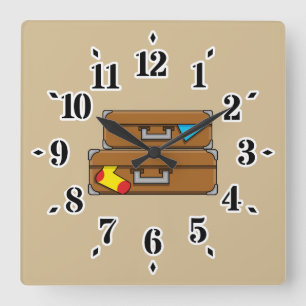 Horloge Carrée Bagages de dessin