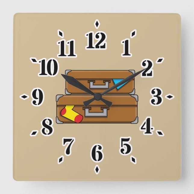 Horloge Carrée Bagages de dessin (Recto)