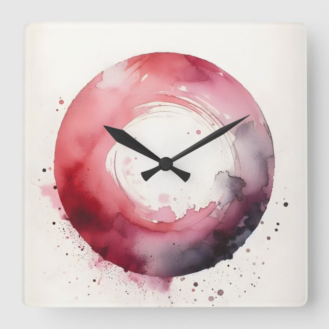 Horloge Carrée bague aquarelle abstraite  (Recto)