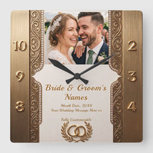 Horloge Carrée Bagues de mariage de luxe personnalisées et avec p
