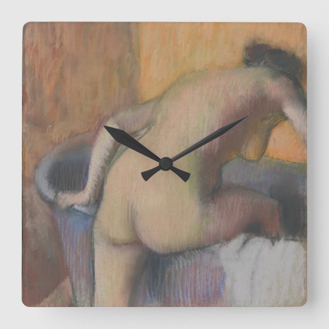 Horloge Carrée Baigneur d'Edgar Degas | faisant un pas dans un (Recto)