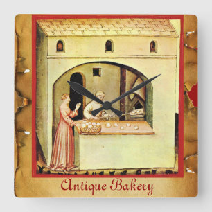 HORLOGE CARRÉE BAKER À FOUR ANTIQUE, BOUTIQUE DE PAIN DE BAKERY