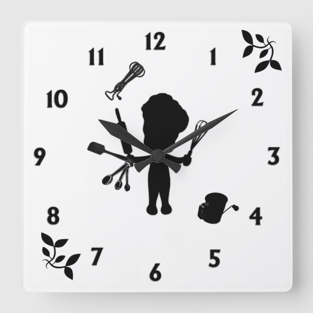 Horloge Carrée Baker Juggles His Utensils (Recto)