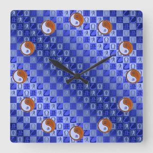 Horloge Carrée Balance & Bœuf de Bois