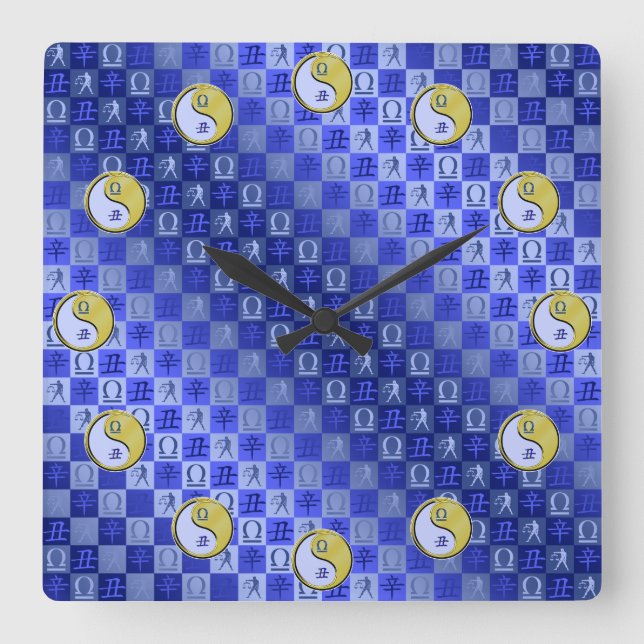 Horloge Carrée Balance & Bœuf de Métal (Recto)