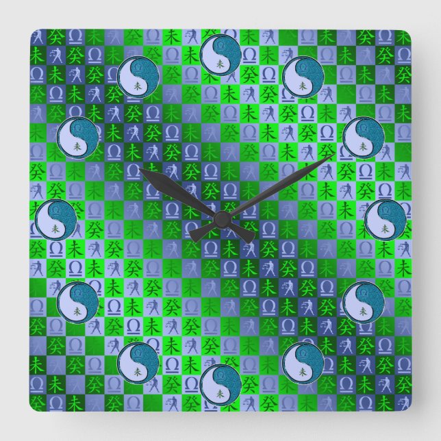 Horloge Carrée Balance & Chèvre d'Eau (Recto)