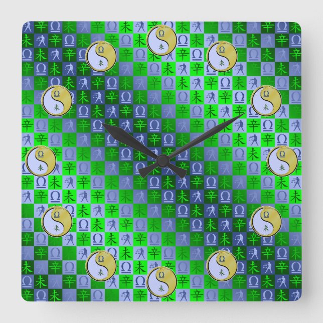 Horloge Carrée Balance & Chèvre Métal (Recto)