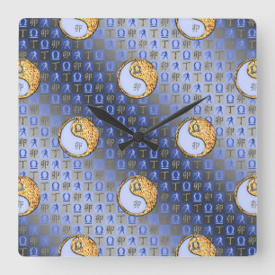 Horloge Carrée Balance & Lapin de Feu
