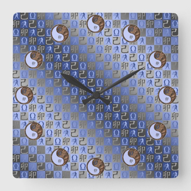 Horloge Carrée Balance & Lapin de Terre (Recto)