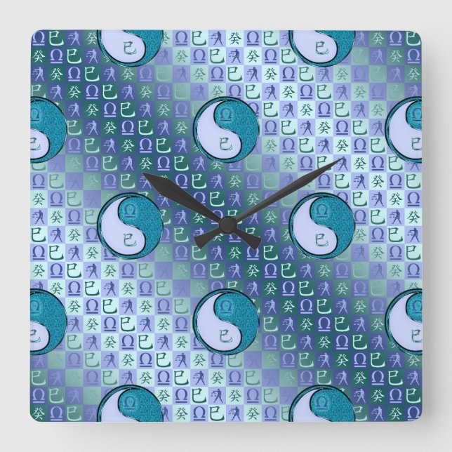 Horloge Carrée Balance & Serpent d'eau (Recto)