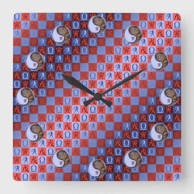 Horloge Carrée Balance & Tigre de Terre (Recto)
