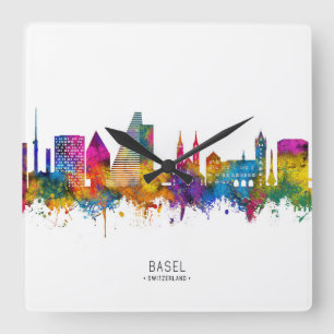 Horloge Carrée Bâle Suisse Skyline