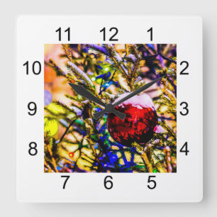 Horloge Carrée Ball rouge Noël