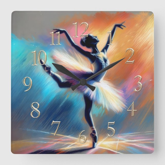Horloge Carrée Ballerina Dancer Pastel Dessin coloré (Recto)