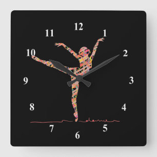 Horloge Carrée Ballerina jolie fille dansant ballon