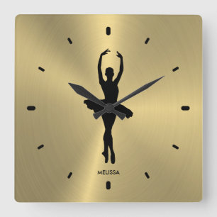 Horloge Carrée Ballet Dancer Silhouette