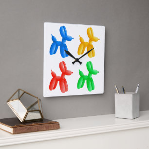 Horloge Carrée Balloon Animal Color Motif - Enfants & Fête Clown