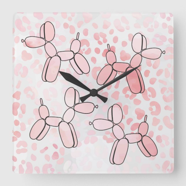 Horloge Carrée Balloon Dog Pattern (Recto)