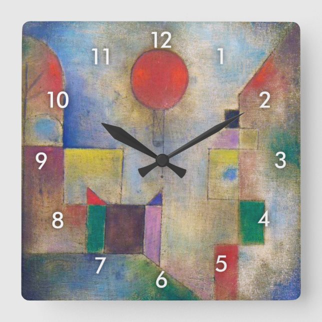 Horloge Carrée Balloon rouge, Klee (Recto)